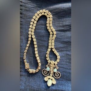 Vintage Crystal Necklace with Blue Moonglow Stone Accents - Women Jewelry